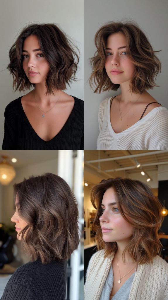 : Zotteliger Wavy Bob mit abgehackten Lagen