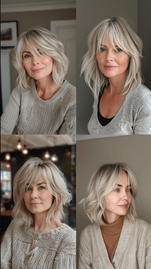 : Blonder Cropped Bob mit Fransen