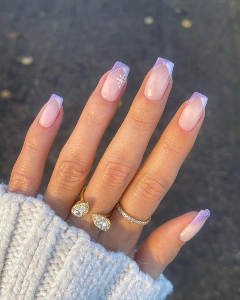 Lila Criss Cross French Tip Nails