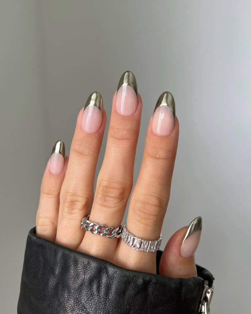 Chrome French Tip Nails