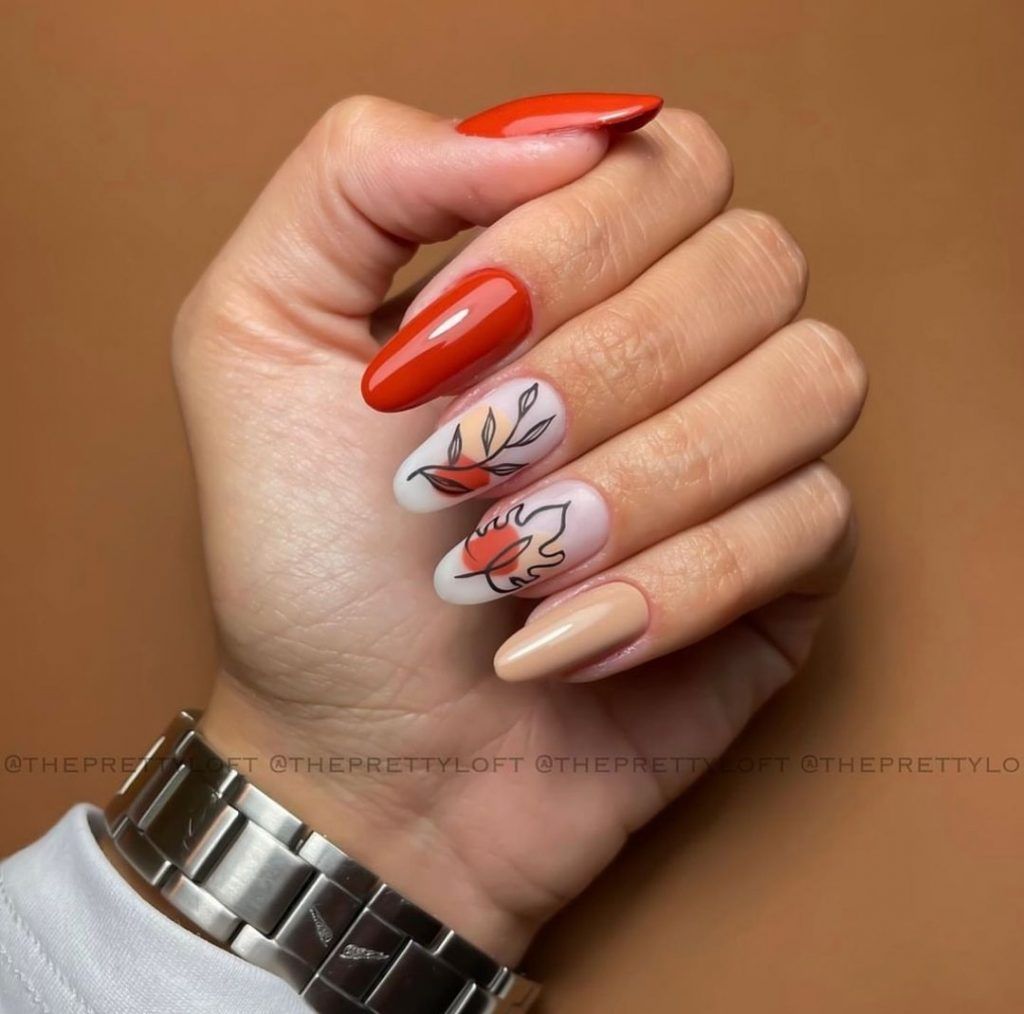 Autumn Leaves mit Rot und Nude