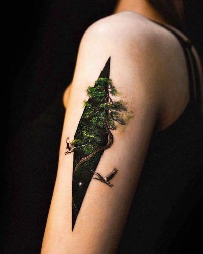 Natur und Geometrie Tattoo