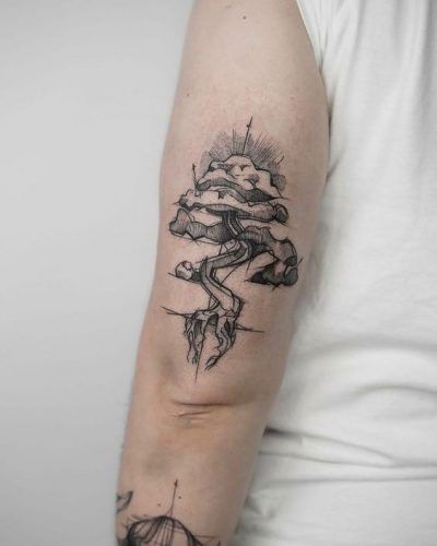 Uraltes Bonsai-Baum-Tattoo