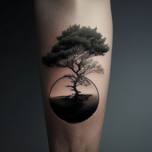 Einsamer Baum mit Schwung Tattoo