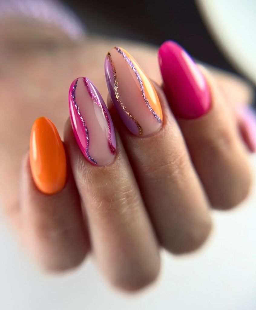 Lebendiges Pink und Orange Swirl