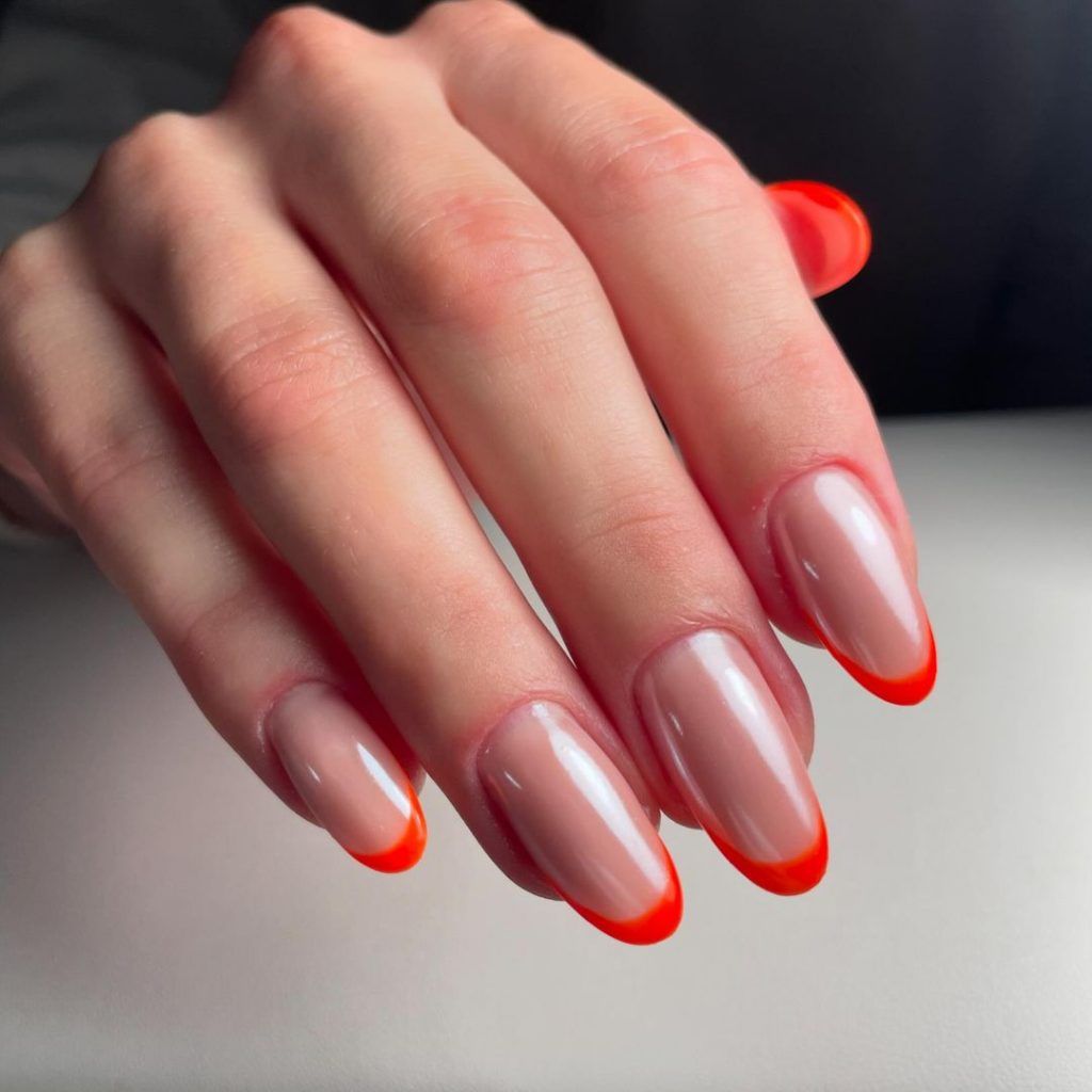 Neon Orange French Tips