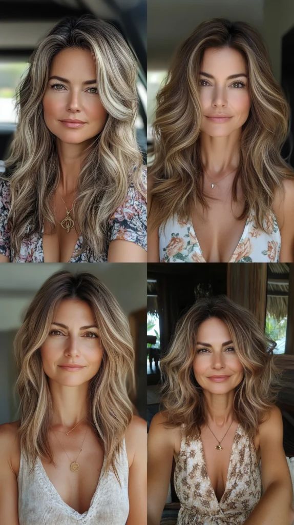 Mittellanges hellbraunes Balayage