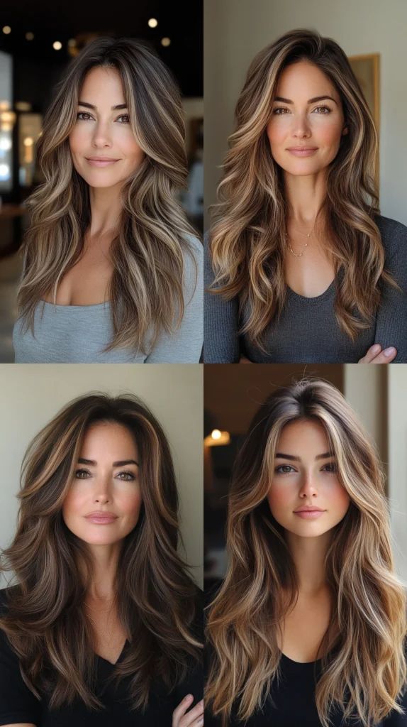 Aschbraunes Balayage für brünettes Haar